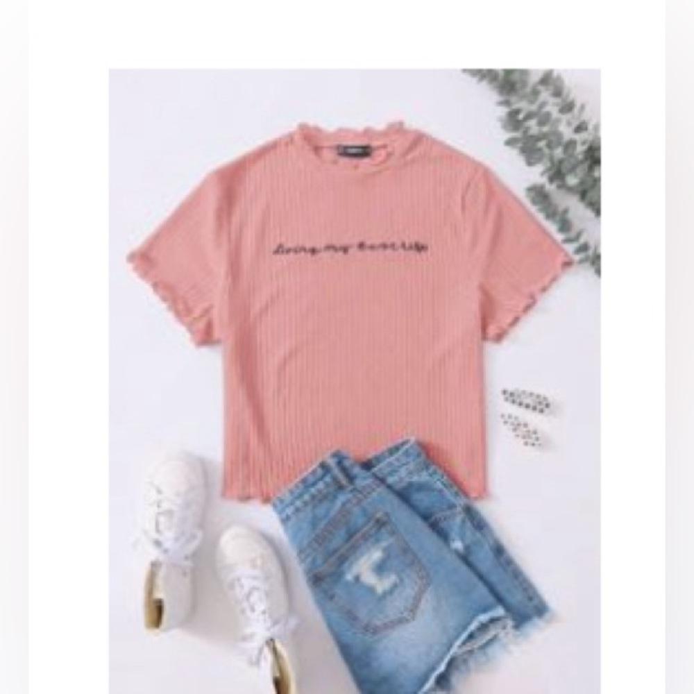 Living my best life crop top SHEIN
